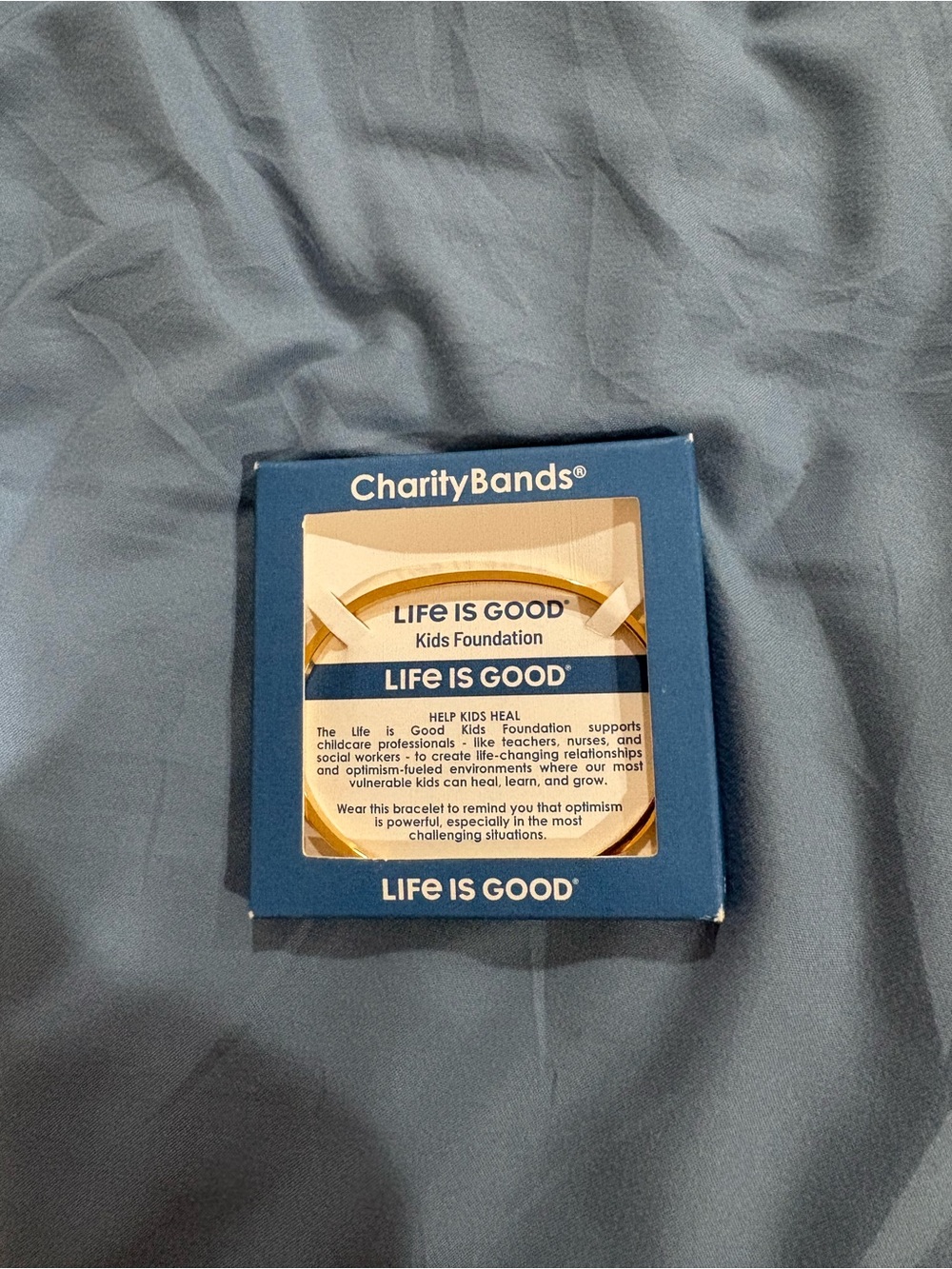 NWT Life Is Good Yellow and White CharityBands Bracelet in Box